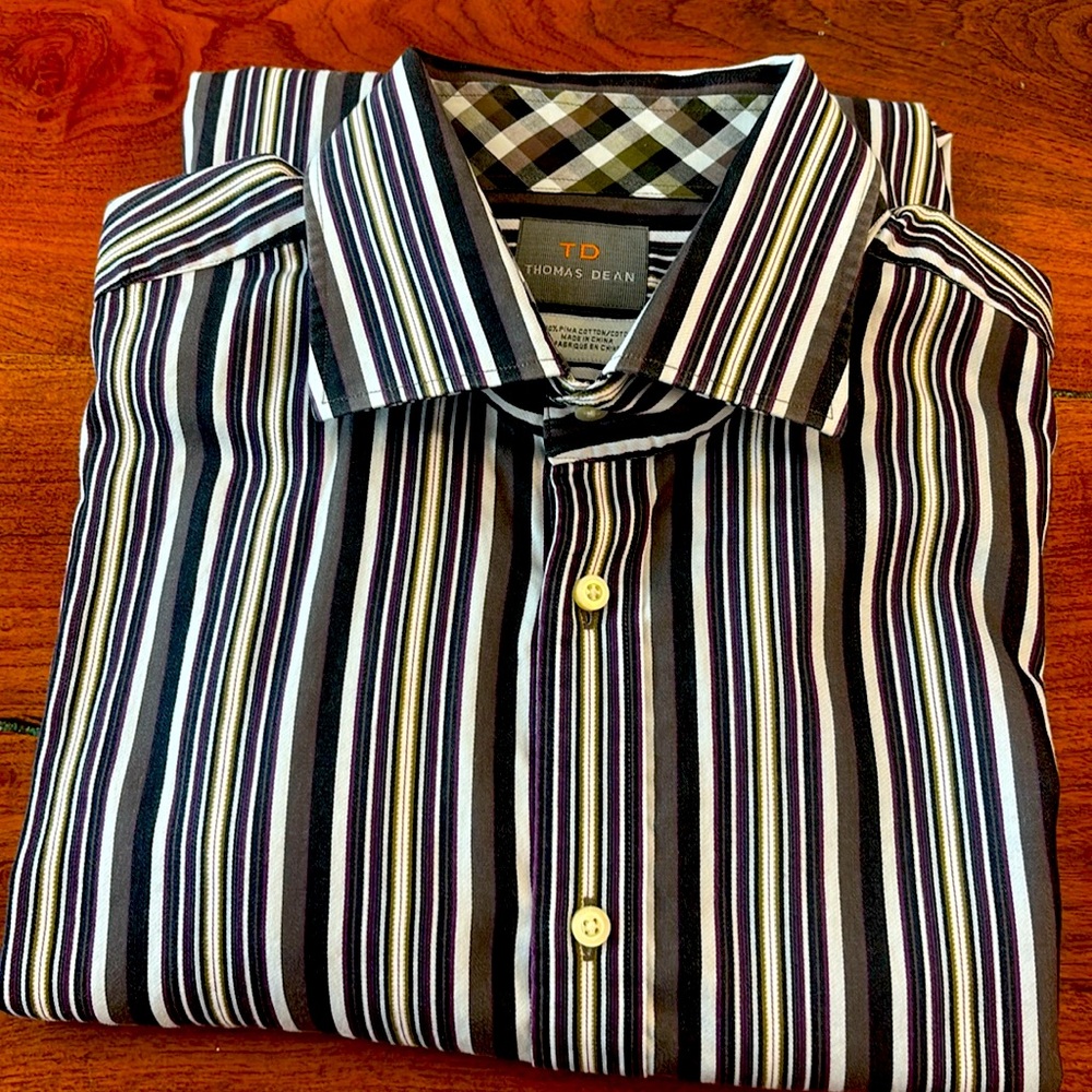 TD Thomas Dean men’s  XXL long sleeve striped shirt